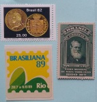 Filatelia- 3 selos Comemorativos do Brasil - D.Pedro Barba Branca, 1939 + brasiliana 1989 e florins de coroação /1982 !!!