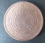 Moeda do Brasil !! valor de 40 reis  !! tempo da republica !!  data de 1897  !! peça dificil da  serie completa !! material bronze !! valor inicial muito baixo de mercado !!