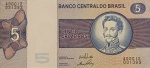 Cedula _ Brasil - valor de 5 cruzeiros Azul !! decada de 1970 !! Flor de estampa !! serie A Ass. Antonio D. Neto e Ernani Golveas !! valor de estimativa de mercado = 120,00 Reais
