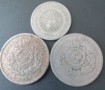 3 Moerdas - Brasil !! 2 peças de valor  de 200 Reis tempo do Imperio do Brasil data de 1874 e 1884 !! + 1 peça de 100 Reis data de 1895 !! material cuproniquel !!