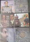 3 Moedas Brasil em Cartelas Personalizadas com explicações de comemorativa !! , Caxias valor de 2000 Reis de Prata !! + 5000 Cruzeiros comemorativa a Tiradentes !! + 1 Cruzeiro Comemorativa ao Sesquicentenario da Independencia !!