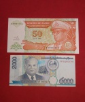 2 Cedulas / Zaire 50 nova Macuta !! Flor de estampa, decreto de 1993 !! e cedula do Oriente decereto de 2011 !! valor de 2000 unitários !!