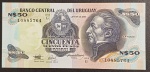 Cedula - Uruguay !! valor de 50 novos pesos !! flor de estampa !! V. estimado de mercado= 25,00 reais !!