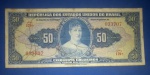 cedulas / Brasil - 50 cruzeiros serie azul !!!  com autografo !!! Peça já escassas    .... ,  valor de mercado cerca de 120 Reais  !!!