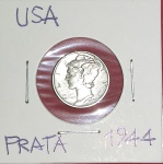 Moeda  - USA -  valor de dime de Prata !! Ano de 1944 !! Periodo da segunda guerra Mundial !!  !! Alto valor de mercado !! 