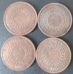 4 Moedas - Brasil - valor de 40 reis !! datas diferentes - 1900 / 1907 / 1908 e 1909 !! material bronze !! valor inicial bem abaixo de mercado !! grande oportunidade !!
