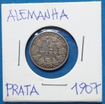 Moedas - Prata !!! Alemanha !!! 1/2 Mark ano de 1907 !! Raridade  !!! !!! estimativa de mercado = 38,00 Reais