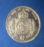 Moeda/ Brasil - Material Prata !! !!! Valor de 200 Réis ano de 1858  !! Coroa com perolas !! Valor estimativa de mercado= 700,00 Reais  !!!   Tempo do Imperio !! muito dificil de aparecer !!