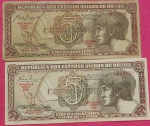   2 Cedulas/ Brasil - 5 cruzeiros INDIO !! Series 003/Soberba e serie 032 Mbc   !! 