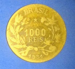 Moeda/ Brasil - valor de 1000 Reis ano de 1931 !! material Bronze/ alumnio !! data já muito ! escassa !!