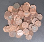 Lote de 75 Moedas do USA !! valor de one cents !! material cobre !! datas de 1970 Até 1989 !! varias datas diferentes !! figura de lincon !!  hoje ja não estão sendo impressas !! terão alto valor de mercado !!