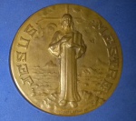 Medalha comemorativa do IV congresso Interamericano de Educação católica do Rio de janeiro , !! Ano de 1951 !! material bronze !! " Inscrição  Jesus Mestre !! tamanho de diametro de 50mm !!