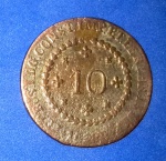 Moeda /Brasil - 10  reis / material cobre - !! ! Ano 1828 B  !!!  !!! tempo do Imperio !! dificil de aparecer !! Catalogo marca $ 290,00 !!! , dificil de aparecer !!