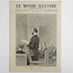 LE MONDE ILLUSTRE - JOURNAL HEBDOMADAIRE - HISTORICO JORNAL DATADO DE  11 DE MAIO DE 1889 APRESENTANDO NA CAPA DESENHO DE . ADRIEN MARIE REGISTRANDO A  CERIMONIA DE ABERTURA DA EXPOSIÇAO UNIVERSAL DE PARI DECLARADA PELO PRESIDENTE CARNOT. NAS PAGINAS CENTRAIS. GRAVURA DE GERARDIN COM ABERTURA DA EXPOSIÇÃO. UMA EDIÇÃO HISTÓRICA!