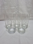 Jogo de 5 copos longos de água, suco em demicristal lapidado. Medindo 7cm x 14cm de altura.