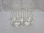 Jogo de 5 copos de água, suco em cristal lapidado. Medindo 7cm x 11cm de altura.