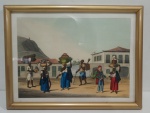 GRAVURA EMOLDURADA - TEMA BRASIL COLONIAL - ''LARGO DA GLÓRIA'' . MEDINDO 23.5 X 30.5 CM