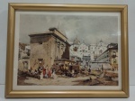 GRAVURA EMOLDURADA - TEMA BRASIL COLONIAL -  'RUA  DA CARIOCA - RIO DE JANEIRO'' . MEDINDO 21 X  27.5 CM