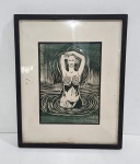 CIRO - ANTIGA XILOGRAVURA ASSINADA E DATADA 81. MOLDURA COM RESQUÍCIOS DE CUPIM. MEDINDO 37.5 X 30.5 CM