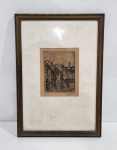 ANTIGO QUADRO DECORATIVO  RETRATANDO RIO ARNO - FLORENÇA. MEDINDO 30.5 X 21.5 CM