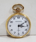 ANTIGO RELÓGIO DE BOLSO MONDAINE COM MOSTRADOR DE FUNDO BRANCO E ALGARISMO ARÁBICO. NÃO TESTADO SEU FUNCIONAMENTO E SEM GARANTIAS FUTURAS. MEDE 5.5 X 4 CM