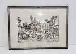 MARIO REZENDE -  XILOGRAVURA  - VISTA DO PÁTIO DO CARMO - PERNANMBUCO - ASSINADA A LÁPIS. MEDINDO A MOLDURA 41 X 57 CM