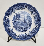 ANTIGO PRATO DE COLEÇÃO EM FAIANÇA INGLESA RIDGWAY COM DECORAÇÃO DE CENA DE PAISAGEM. MEDINDO 19.5 CM
