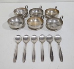 EBERLE - LOTE COM 6 TAÇAS DE SOBREMESA COM 6 COLHERES. TAÇAS MARCADAS. MEDINDO A TAÇA 4.5 X 8.5 X 11 CM E A COLHER 13 CM