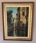 ANTIGA PINTURA ITALIANA A OLEO ADQUIRIDA EM VENEZA, FEITA POR ARTISTA NA PRAÇA DE SAO MARCOS - MEDINDO: 50 X 70CM