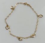 TORNOZELEIRA FEMININA COM CORACOES EM OURO 10k - PESO 2,6 GRAMAS - VALOR ABAIXO DA COTAÇAO DO OURO - USADO - NO ESTADO CONFORME FOTOS