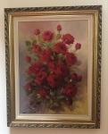 PINTURA OLEO SOBRE TELA - DENOMINADA ROSAS VERMELHAS - ARTISTA DAVI DAGOBERTO VITOR - ASSINADA PELO ARTISTA - LINDA MOLDURA - MEDIDA TELA - 70 X 50 CM  E COM MOLDURA 99 X 79 CM - EM PERFEITO ESTADO CONFORME FOTOS