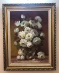PINTURA OLEO SOBRE TELA - DENOMINADA ROSAS BRANCAS - ARTISTA DAVI DAGOBERTO VITOR - ASSINADA PELO ARTISTA - LINDA MOLDURA - MEDIDA TELA - 70 X 50 CM  E COM MOLDURA 99 X 79 CM - EM PERFEITO ESTADO CONFORME FOTOS
