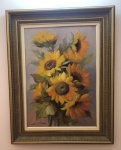 PINTURA OLEO SOBRE TELA - DENOMINADA GIRASSOIS - ARTISTA DAVI DAGOBERTO VITOR - ASSINADA PELO ARTISTA - LINDA MOLDURA - MEDIDA TELA - 73 X 53 CM  E COM MOLDURA 91 X 71 CM - EM PERFEITO ESTADO CONFORME FOTOS
