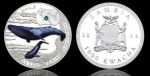 MOEDA ZÂMBIA - 1000 KWACHA 2014 - CUPRO-NIQUEL REVESTIDO DE PRATA - 26 GRAMAS - 40MM - FC - ESPECIES ANIMAIS AMEACADAS - BALEIA AZUL - REPLICA EM PERFEITO ESTADO CONFORME FOTOS