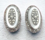 PAR DE BRINCOS DE PRESSAO VINTAGE EM PRATA E MARCASSITA - NO ESTADO CONFORME FOTO