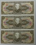 LOTE CONTENDO 3 CEDULAS DE 5 CRUZEIROS SEQUENCIAIS - C074b - FE - ITEM NO ESTADO CONFORME FOTOS