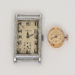 RELÓGIOS, dois (2) antigos: 1 da marca ESKA (fundada no ano de 1918 em Selzach, Suíça, por Sylvan Kocher;em 1929 seus filhos abriram filiais no exterior, Edgar em São Paulo, Brasil e Walter em New York, USA; em 1937 abriuuma nova fabrica em Grenchen, Suíça; em 1947 Sylvan Kocher faleceu e seus quatro filhos Erwin; Sylvan Jr; Walter eEdgar, deram continuidade aos negócios; em 1987 encerrou as atividades; em 2019, praticamente 100 anos após afundação reativou a fábrica), marca Suíça da marca S. KOCHER, 17 rubis ou safiras, parada, caixa em aço, medindo 32x 21 mm, sem pulseira; 1 máquina sem a caixa, marca SELLITA (Sellita Watch Company S/A, fundada em 1950 em LaChaux-de-Fonds, Neuchâtel, Suíça, fabricante de movimentos mecânicos para relógio), 17 rubis ou safiras, parada,medindo 13 x 15 mm, ambas com sinais de uso, vide foto.