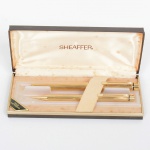 COLECIONISMO, estojo com dois (2) itens: 1 caneta e 1 lapiseira, marca SHEAFFER, espessadas a ouro, brinde do CITIBANK, vide foto.