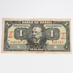 NUMISMÁTICA, Brasil, República, uma (1) cédula de 1 cruzeiro (emitida pelo Banco do Brasil em 1923, circulou com o padrão mil reis até 1942, por haver uma quantidade ainda em estoque o Governo em 1944 colocou em circulação mesmo sem carimbo valendo 1 cruzeiro, as séries 279 até 500), série 491, MBC, 1 estampa, Banco do Brasil, sinais de manchas, vide foto.