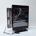 Display luminoso em acrílico preto, opção para mesa. Praticamente novo, sem testes de funcionamento.