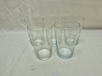 Jogo de 5 copos de suco em demicristal lapidado. Medindo 7cm x 11cm de altura.