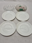 Lote de 6 pires diversos, sendo 4 em porcelana e 2 em vidro. Medindo o maior 14cm de diâmetro.