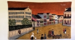 Almir Tirelli, tapeçaria confeccionado à mão produzida em Palhoça, Santa Catarina, no ano de 1974. Representa o Largo do Paraíso (1890), com cena urbana figurativa em composição detalhada. Assinada no C.S.D. Medidas: 140x235cm.