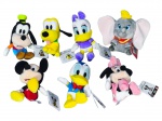 COLECIONISMO, conjunto com sete (7) pelúcias de personagens Disney, composto por Mickey Mouse, Minnie Mouse, Donald Duck, Daisy Duck, Pluto, Pateta (Goofy) e Dumbo, peças em excelente estado com etiqueta, medindo 20/23cm.