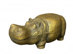 ESCULTURA, uma (1) escultura confeccionada em bronze representando hipopótamo, assinado no fundo, medindo 6x13x5,5cm.