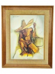 POSSIVELMENTE CARLOS TENIUS, "Pescador", óleo sobre tela, moldura em madeira nobre, medindo 88,5x73,5cm e tela 65x50,5cm.