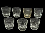 <B>VIDROS</b>, sete (7) copos para caipirinha confeccionados em vidro translucido da manufatura SANTA MARINA com moldagem de folhagens torcidas, medindo 7x7cm.