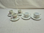 Lote de 5 xícaras de café diversas em porcelana. Medindo a maior 6,5cm x 5,5cm de altura.