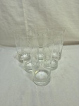 Jogo de 6 copos longos em cristal lapidação oval fosca. Medindo 7cm x 14,5cm de altura.