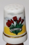 Dedal de Porcelana Vintage Holanda - Tulipas Vermelhas